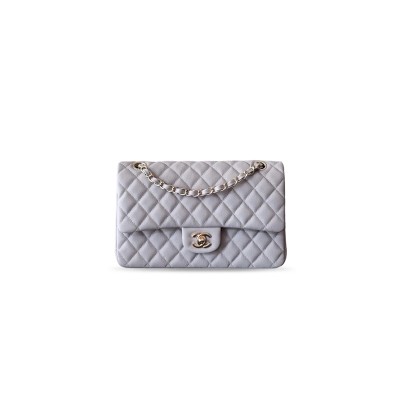 CHANEL CLASSIC FLAP MEDIUM CAVIAR LIGHT GRAY A01112 (25.5*15.5*6.5cm)
